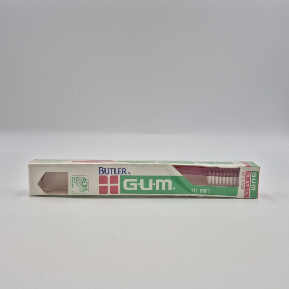 Vintage NOS Butler Gum 411 Soft Bristles Toothbrush Tip ADA Pink